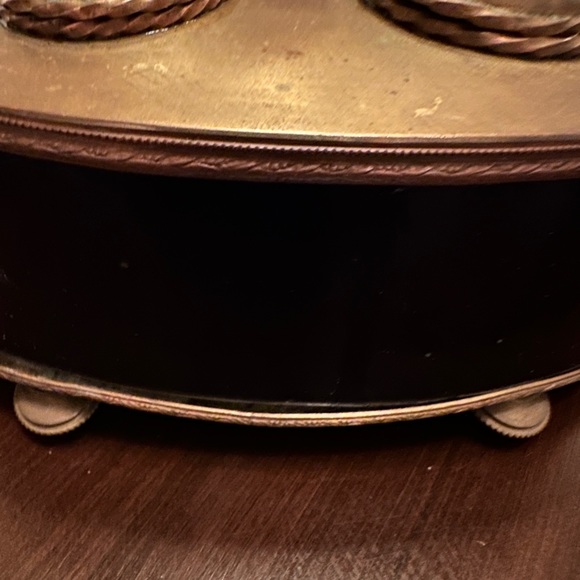 Antique midnight blue ceramic and brass base and top double ink well. Classic - Picture 4 of 5